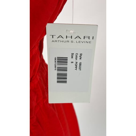 Tahari Arthur S Levine Short Sleeve Tiered Mini Dress Poppy Red Womens Small New - Picture 10 of 11